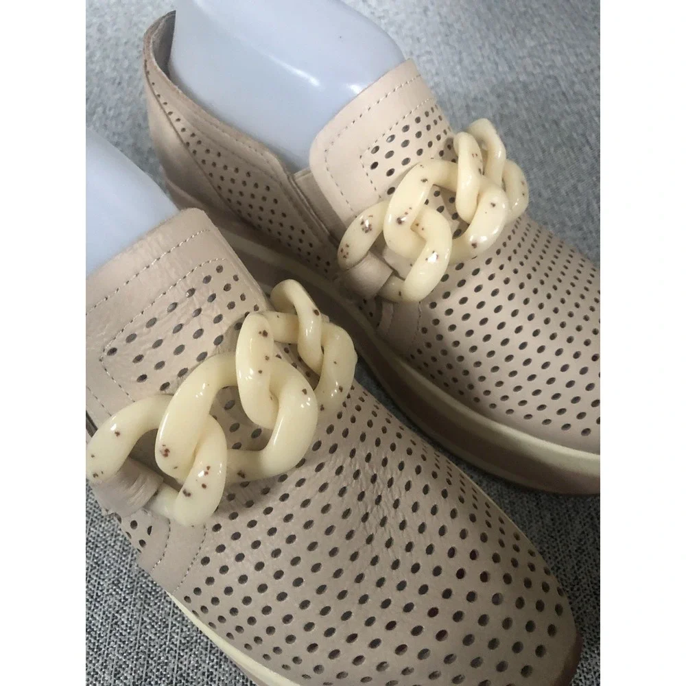 Dolce Vita Jhenee Shoes Perforated Platform slip-on Sneakers Sand Nubuck Women 8